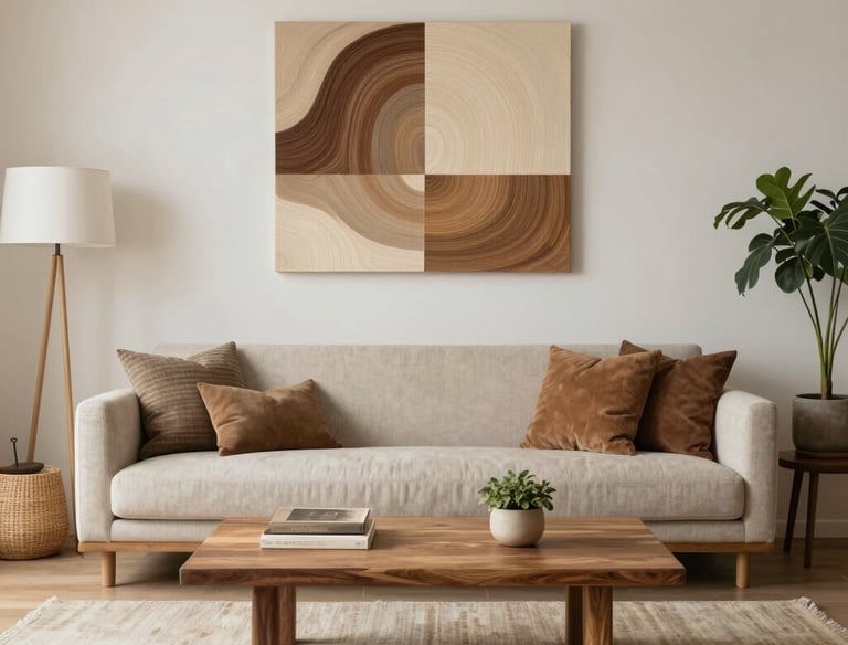 Craftsmen working carefully in a wood workshop, shaping a custom panel.