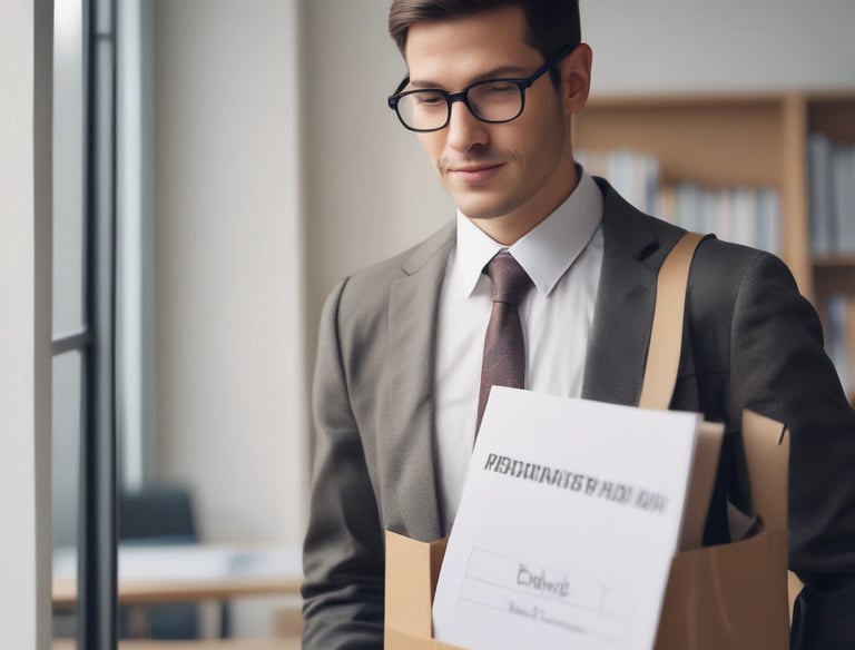 A professional lawyer advising a worker about labor rights.