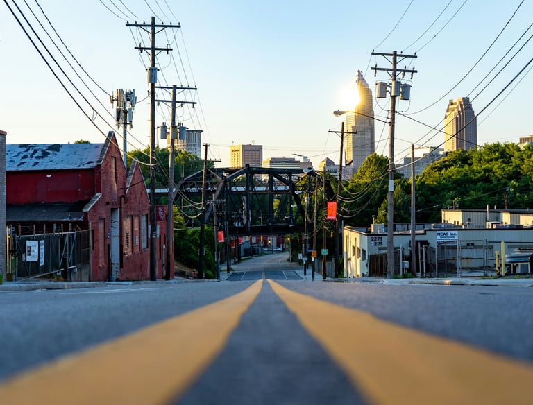 Ohio city street and skyline, real estate investment with Buckeye Venture Group