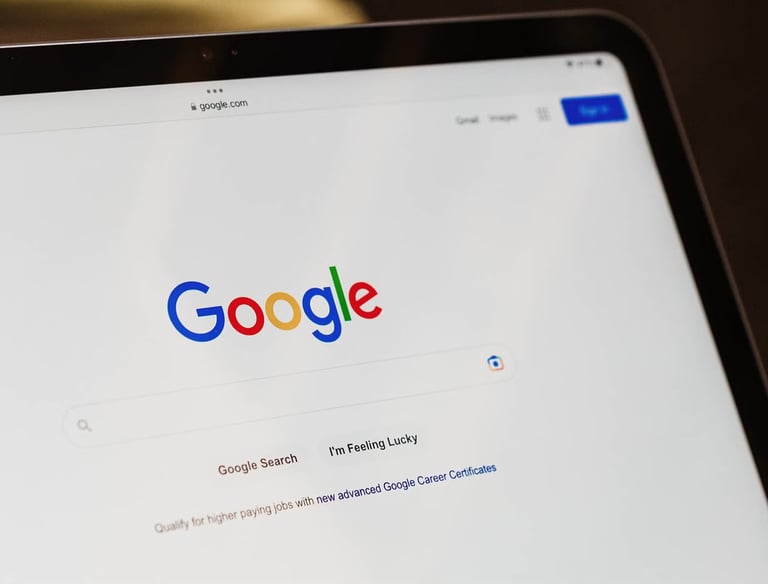 a laptop computer screen displaying a google search