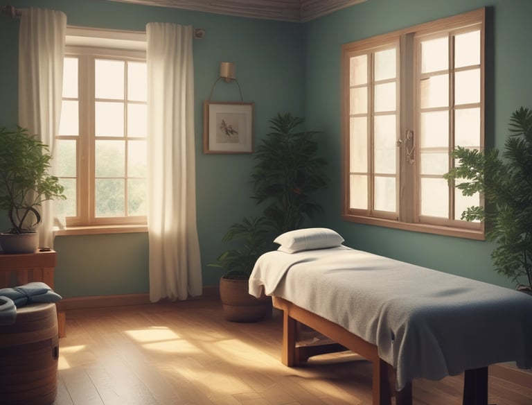 A tranquil spa setting featuring soothing colors and comfortable treatment areas.