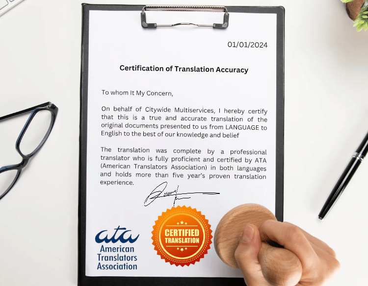 Certified Translation services