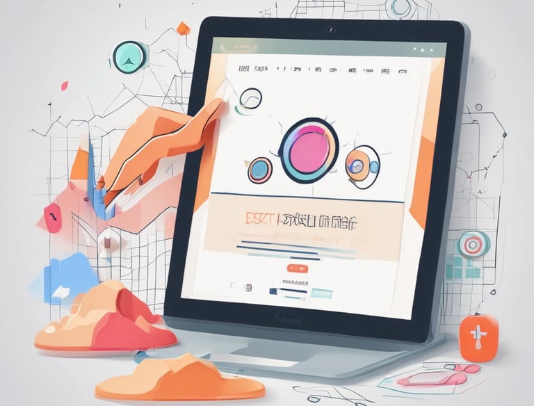 A team working on website and mobile app development on laptops.