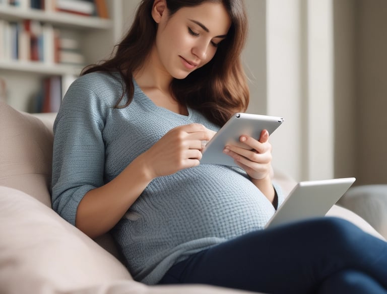 Elegant woman working on her phone outdoors, surrounded by nature.