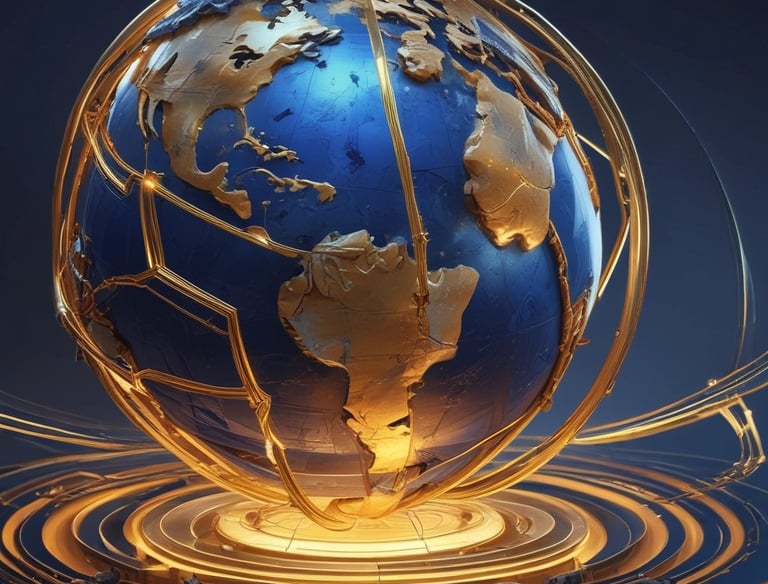 A high-tech map showing interconnected global assets and resources.