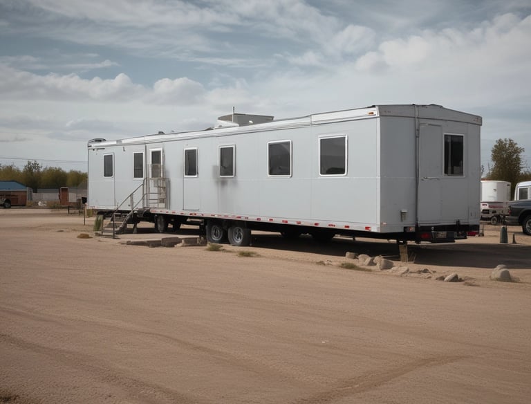 Technician performing onsite trailer cleaning and maintenance in an industrial setting.