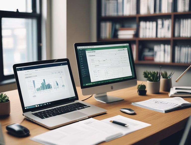 A person working on a laptop with QuickBooks and Xero open on the screen.