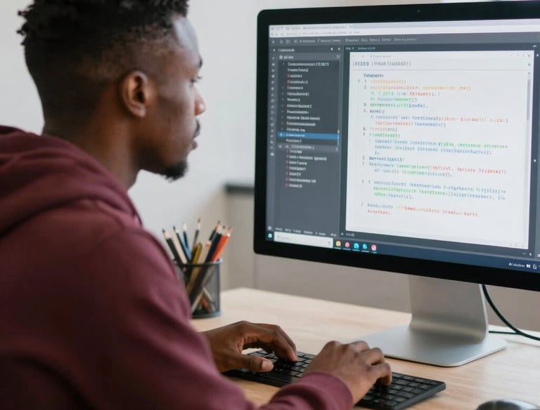 A focused team collaborating on innovative technology research in a bright workspace.
