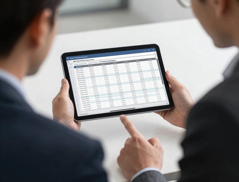A professional consultant discussing strategies with a client in a modern office.