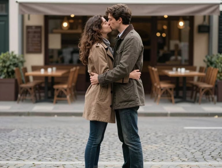 A discreet investigator observing a subject through binoculars in a quiet Albuquerque neighborhood at dusk.