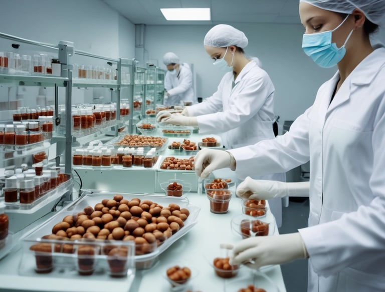 Rows of natural cosmetic products made from jujubier displayed on wooden shelves with soft lighting.