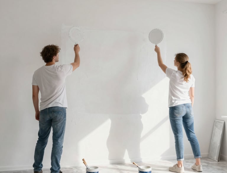 Craftsman carefully installing fine details in a home renovation.