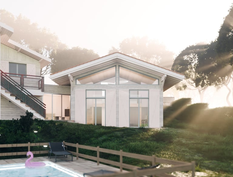 Extension d'un chalet rousseau au cap-ferret