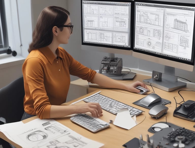 A team brainstorming with colorful sketches and mood boards spread across a table.