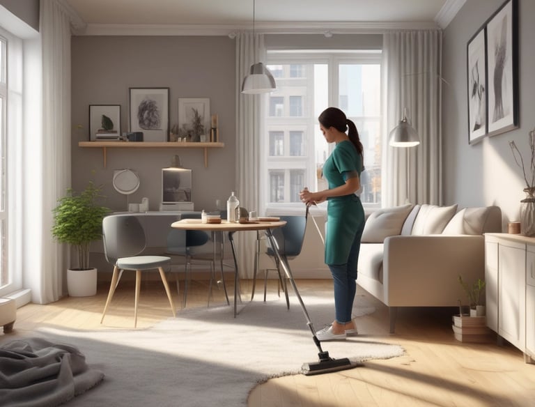 Professional cleaning staff preparing a cozy vacation rental in Alsace.