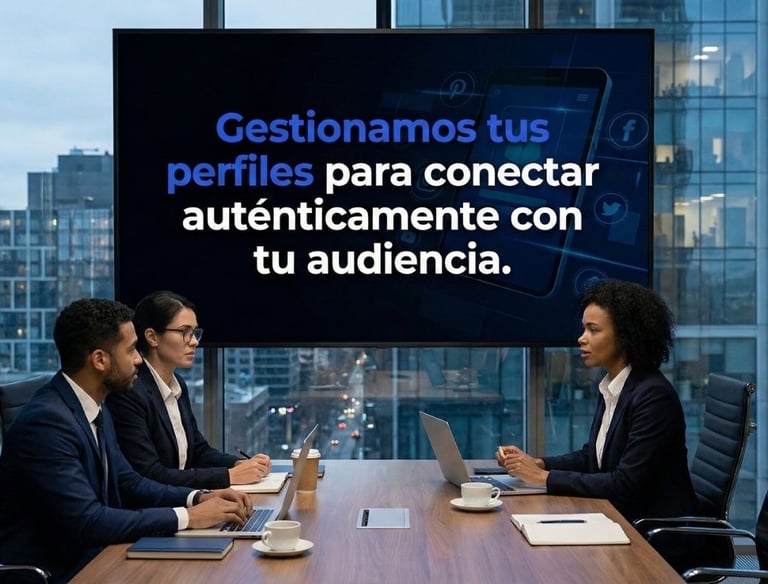 a group of people sitting around a table with a large screen