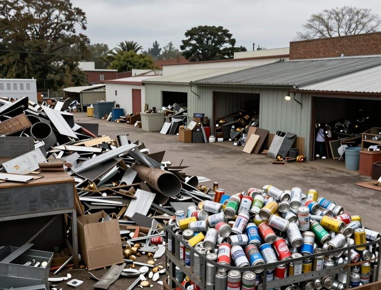 Um depósito de materiais destinados à reciclagem, principalmente metais. Outras sucatas.