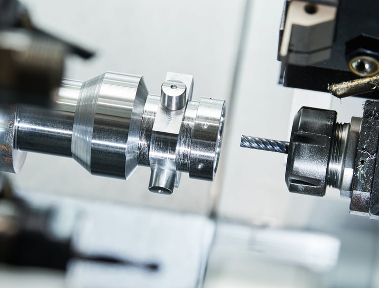 Precision CNC Lathe milling a metal part