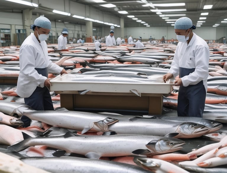 Global map highlighting Atlantic Fisheries’ export destinations.