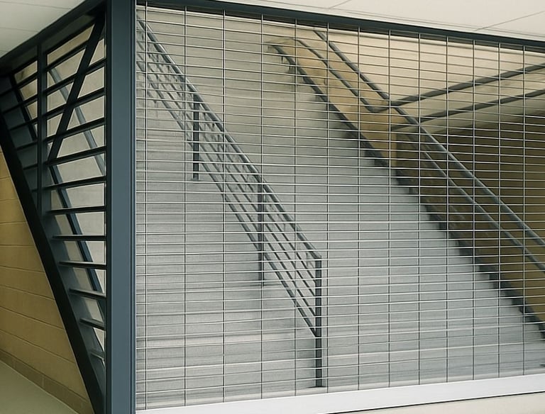 cortina industrial tipo grill de acero galvanizado