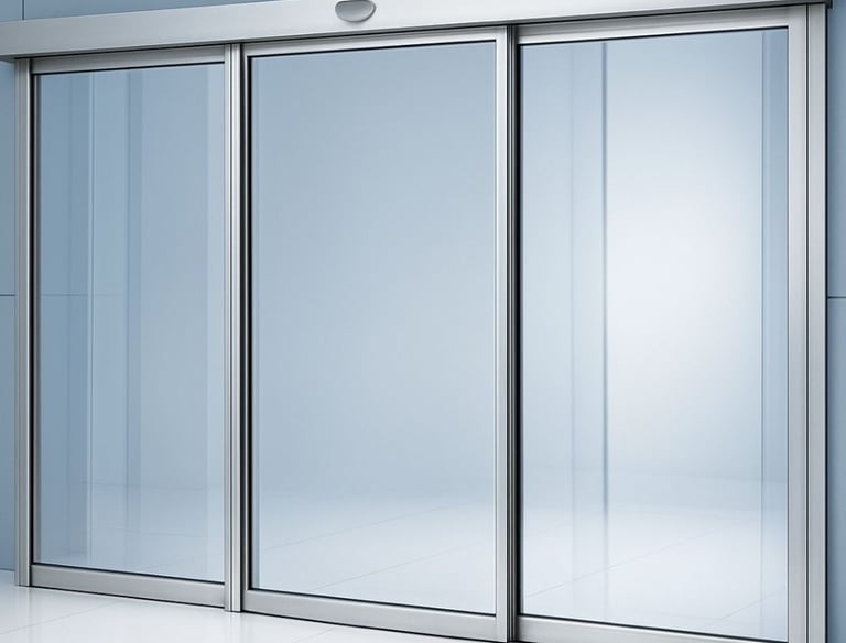 puerta automática de cristal con sensor de movimiento