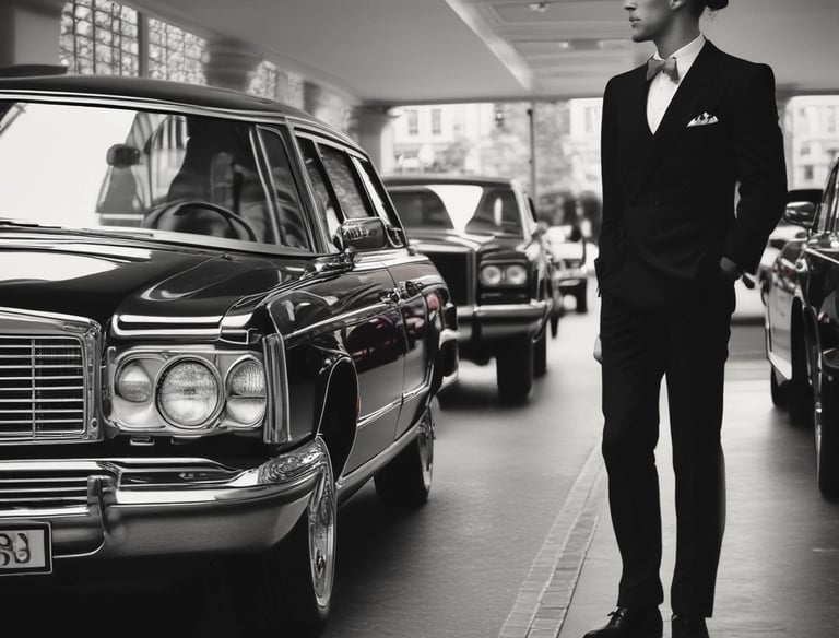Close-up of a polished black car interior with gold accents, highlighting premium comfort.