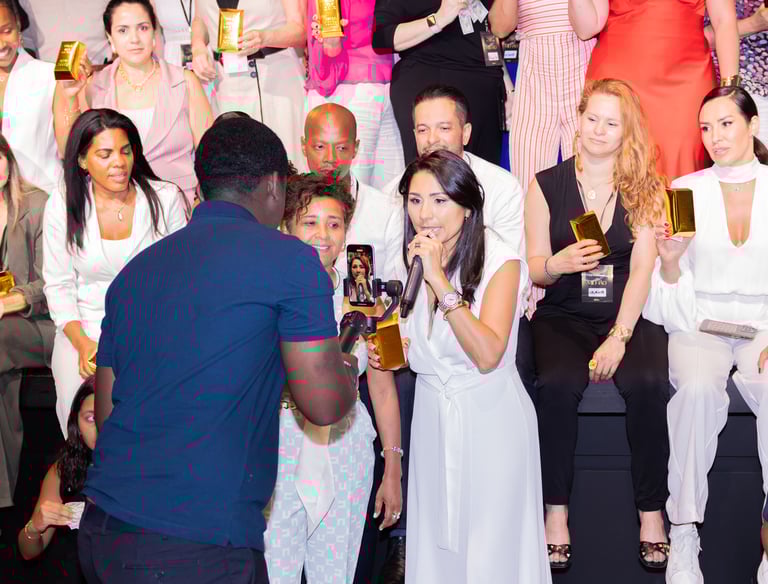 3D shopping bags next to an upward growth arrow and bar chart representing e-commerce sales success.