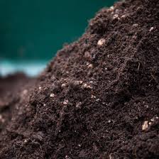 Close-up of rich dark organic potting soil mix for garden planting and indoor plants.