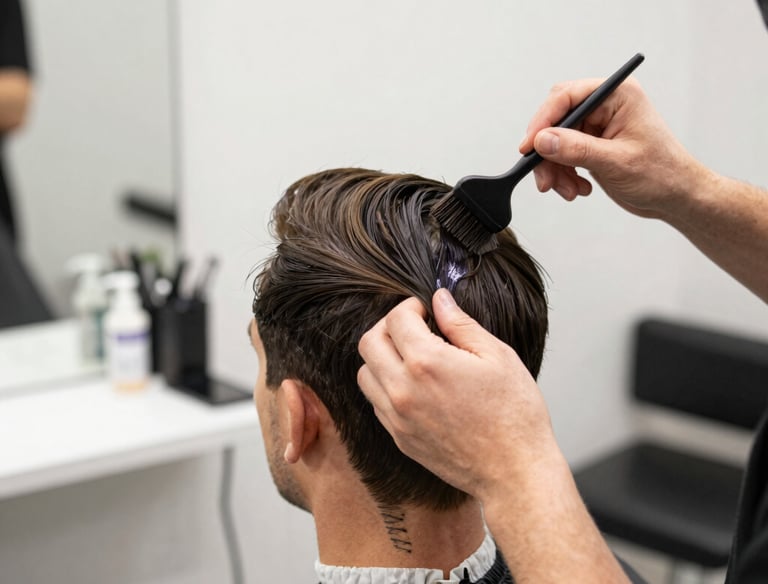 mann färbt seine Haare beim Friseursalon Cutlab Erlangen
