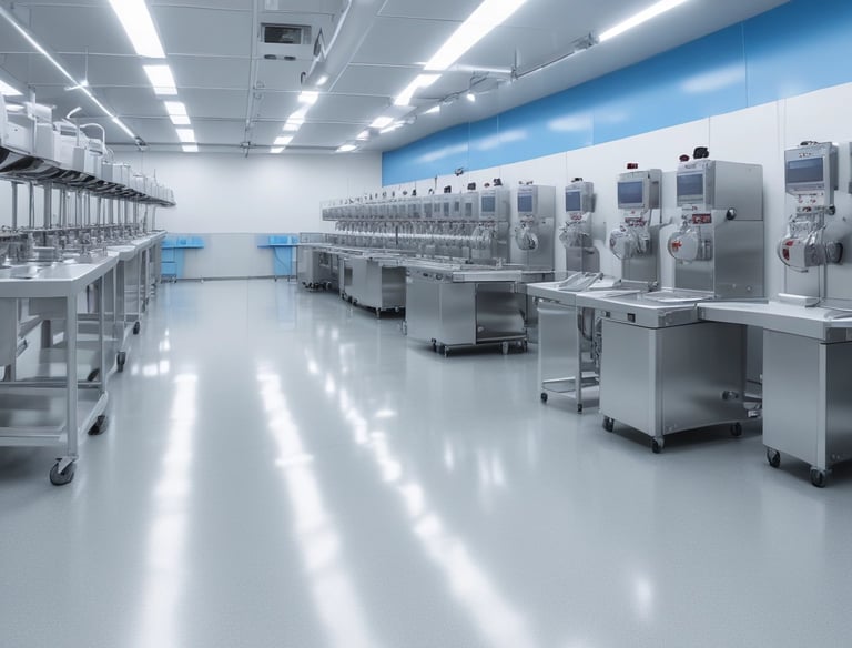 Clean, hygienic food-grade flooring installed in a food processing plant.