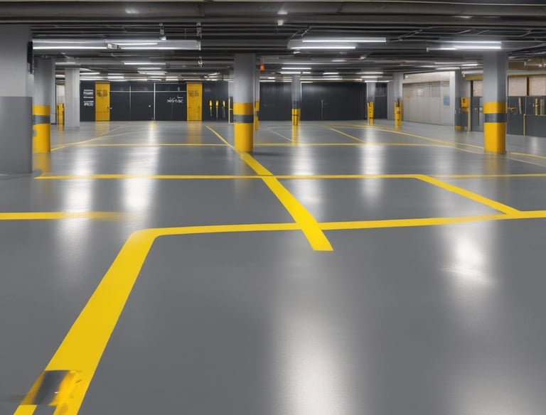 Technician applying anti-slip coating on a commercial car park surface.