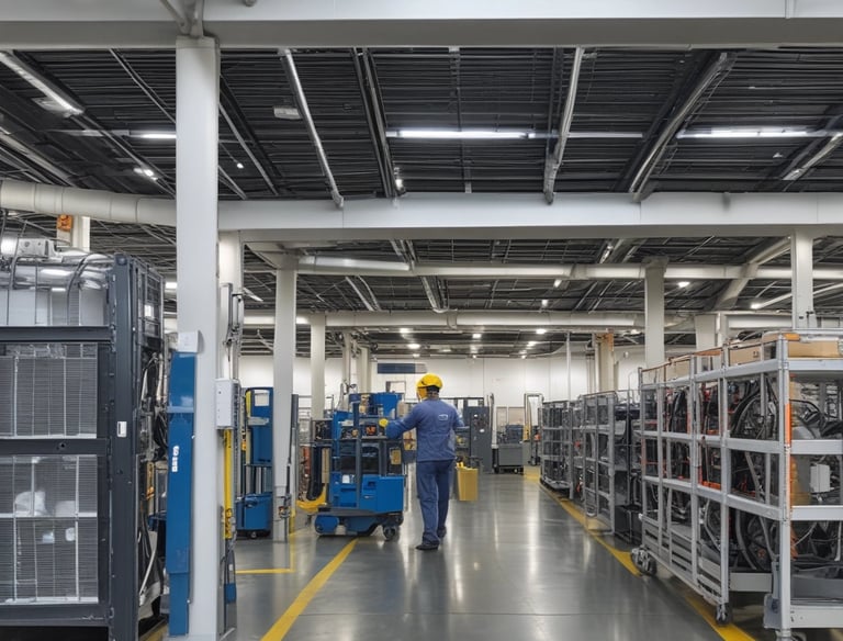 A technician installing network cables and configuring computers.