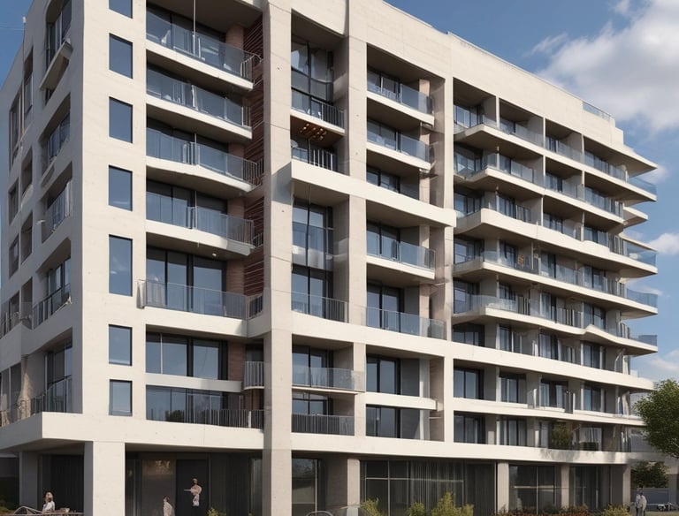 A man is seated at a table, working on a laptop in front of a bright yellow wall. The wall has a large collection of words related to technology, such as 'Information Technology' and 'Data'. A chair with a striped design is partially visible, and a notebook and phone rest on the table.