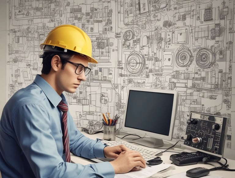 A tall metal telecommunications tower rises against a backdrop of a bright blue sky filled with scattered fluffy white clouds. The structure features antennas and equipment mounted at the top.