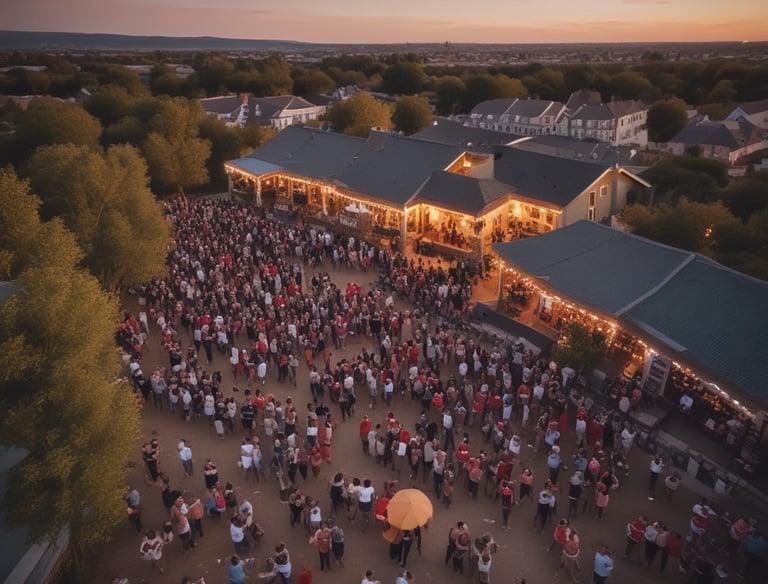 a group of people walking on a sandy beach