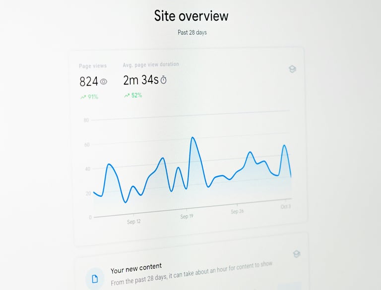 Screenshot of Google Business Profile statistics and site overview
