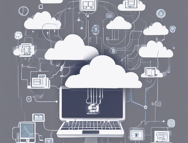 a laptop computer with a laptop and a cloud