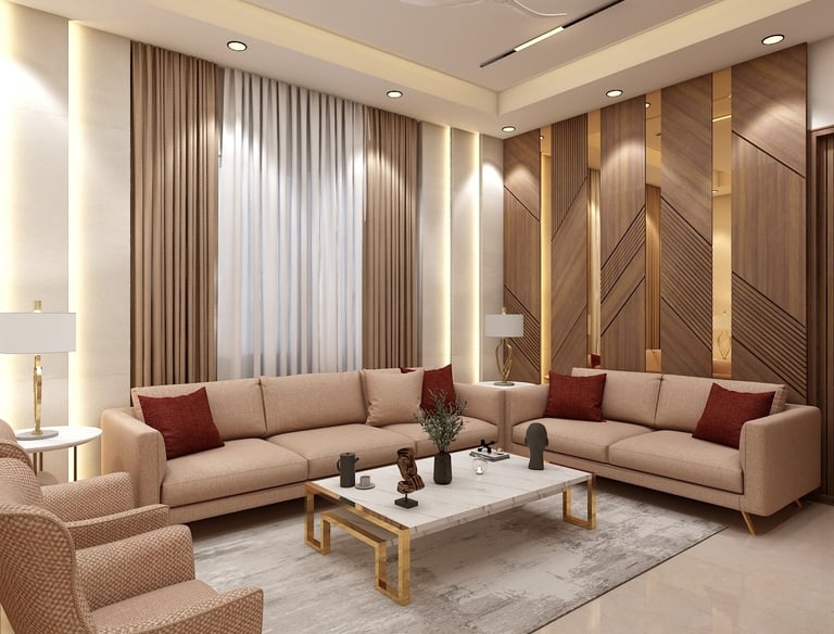 a living room with a couch and chairs