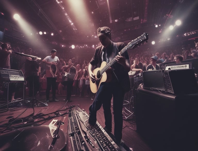 An artist creating personal brand content with video and photos in a studio.