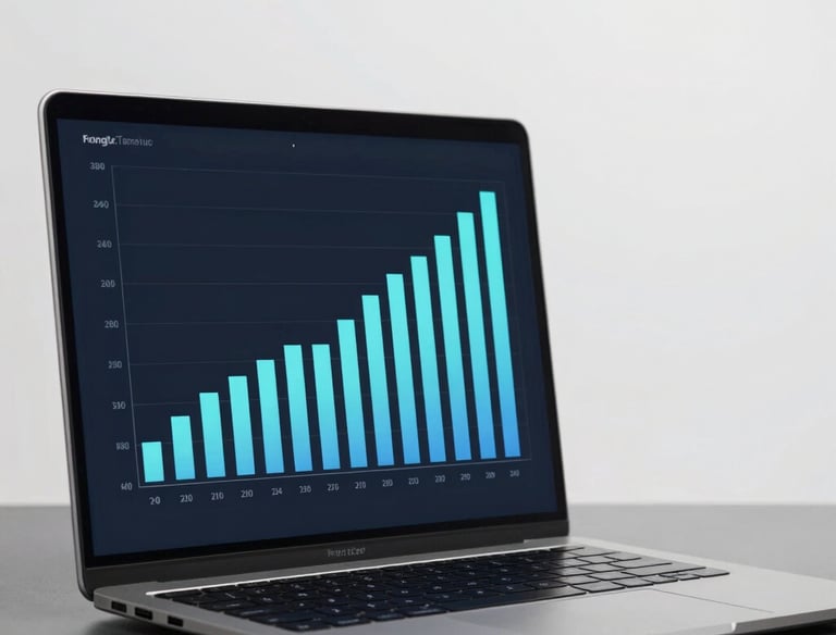 A sleek modern website layout displayed on a laptop with clean lines and clear navigation.