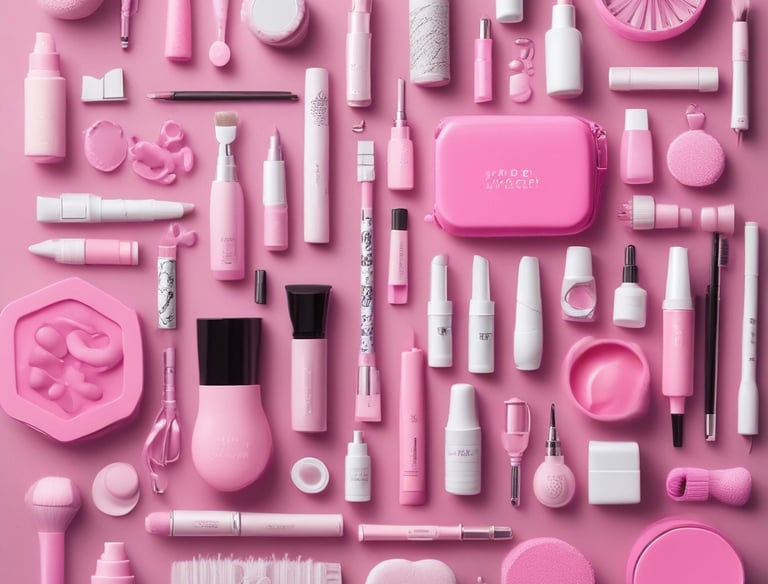 Soft rose pink background with delicate white flowers and cursive black lettering.