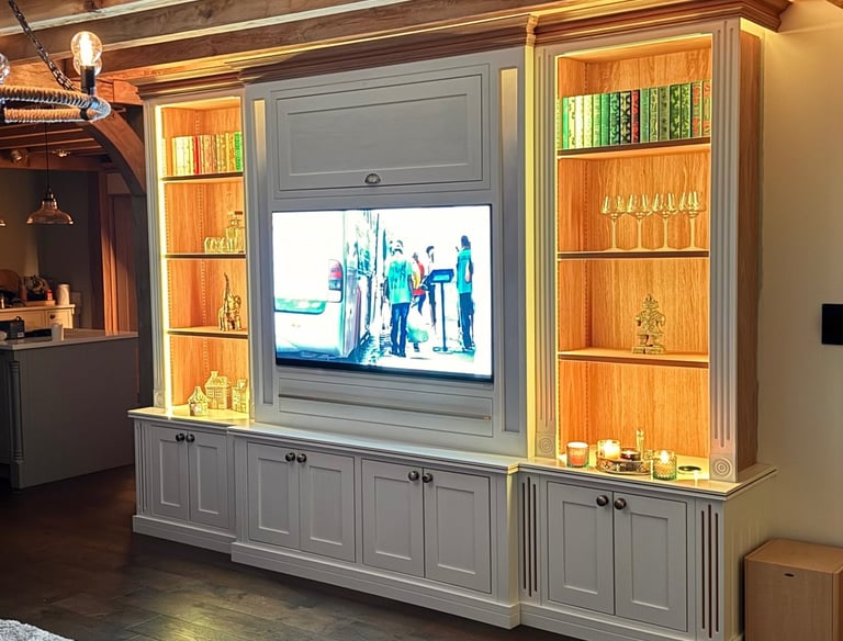 Bookcase and TV cabinet with mood lighting