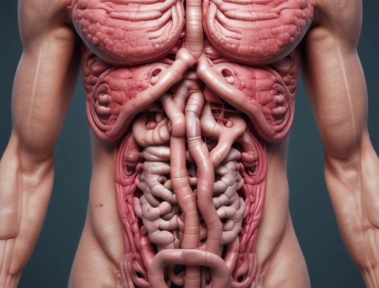 a man holding his stomach with his hands