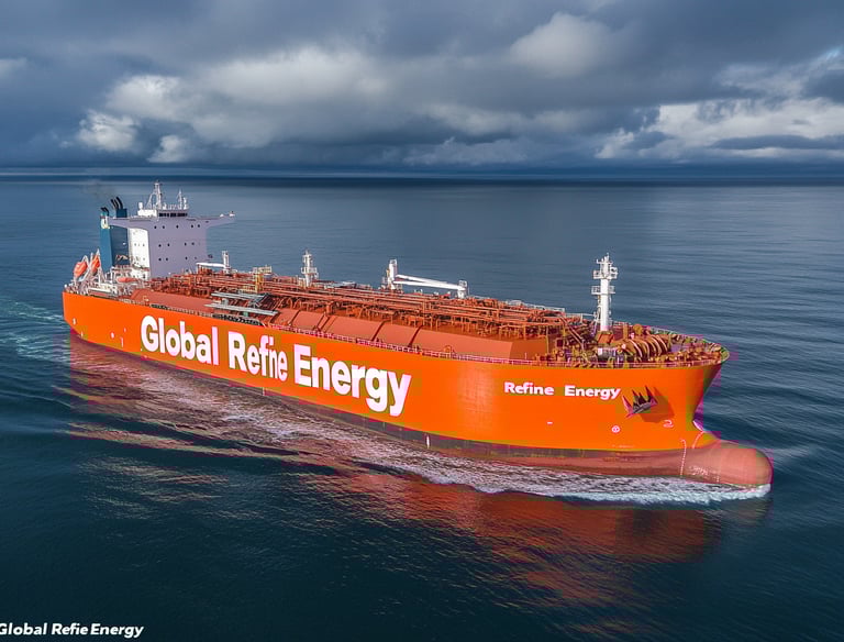 Oil tanker sailing on the calm sea
