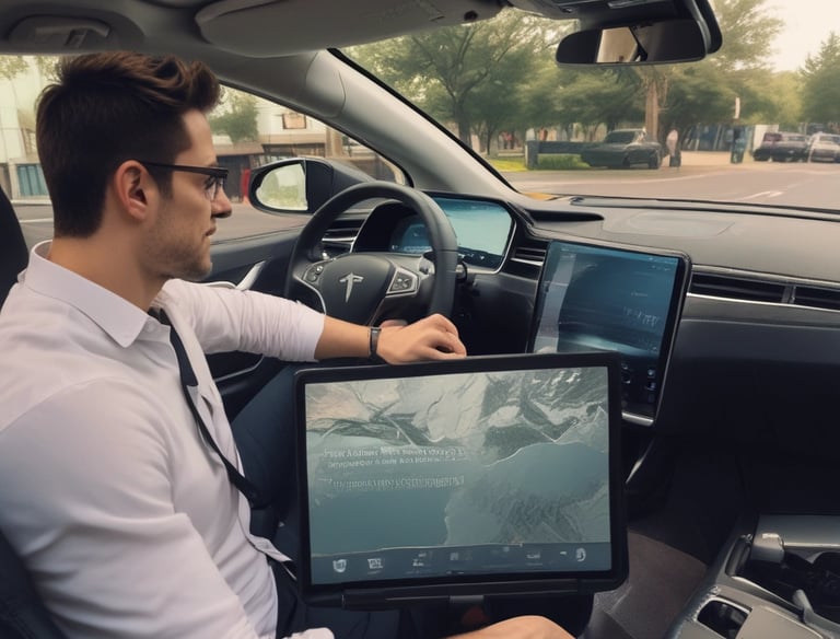 a man riding a skateboard down a street next to tall buildings