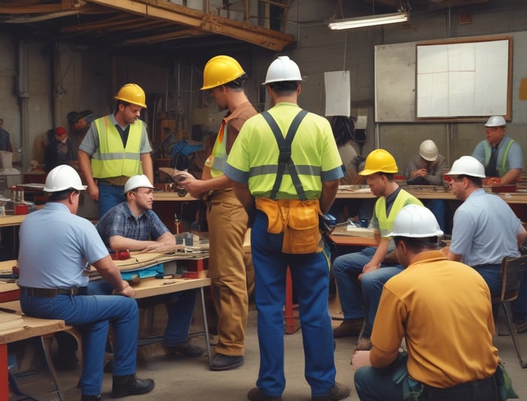 A diverse group of professionals engaged in a safety training session.