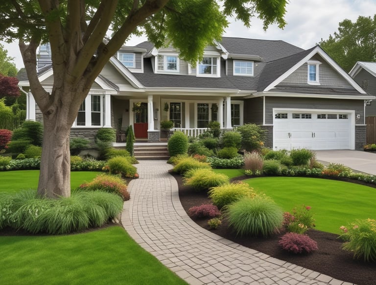 A residential neighborhood with well-maintained homes and greenery.