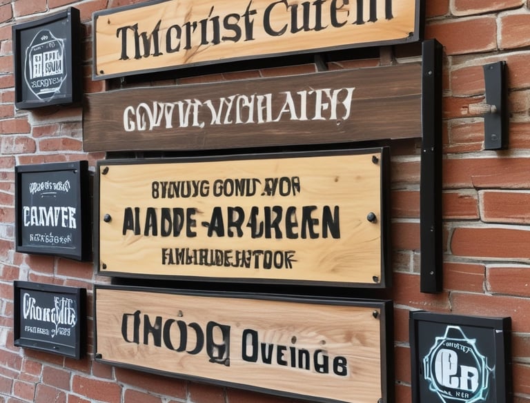 An indoor sign displaying a company logo.