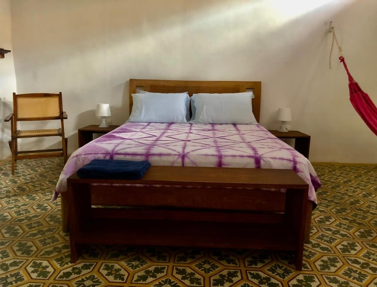 cama doble, habitación en casa Bela
