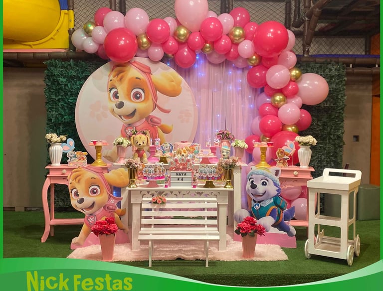 Decoração infantil Patrulha Canina Skye rosa na Freguesia do Ó SP.